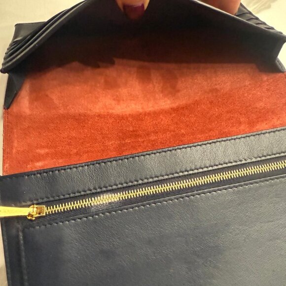 Celine Medium Strap Wallet Bicolor Red Black Leather Bifold - Picture 8 of 8